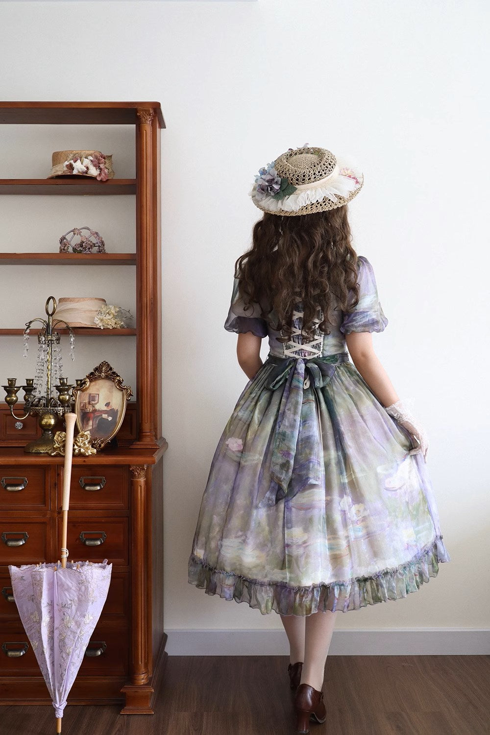 【予約販売】Elegance Greek 油彩画風プリントワンピース