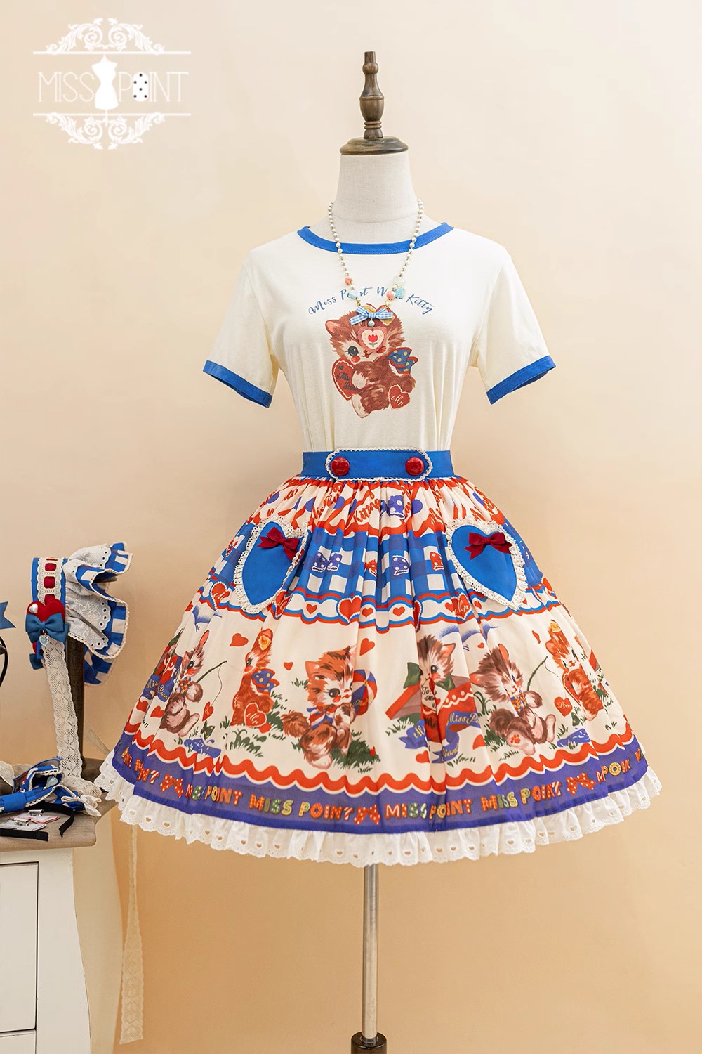 【予約販売】Sweet Kittyレトロサスペンダースカート