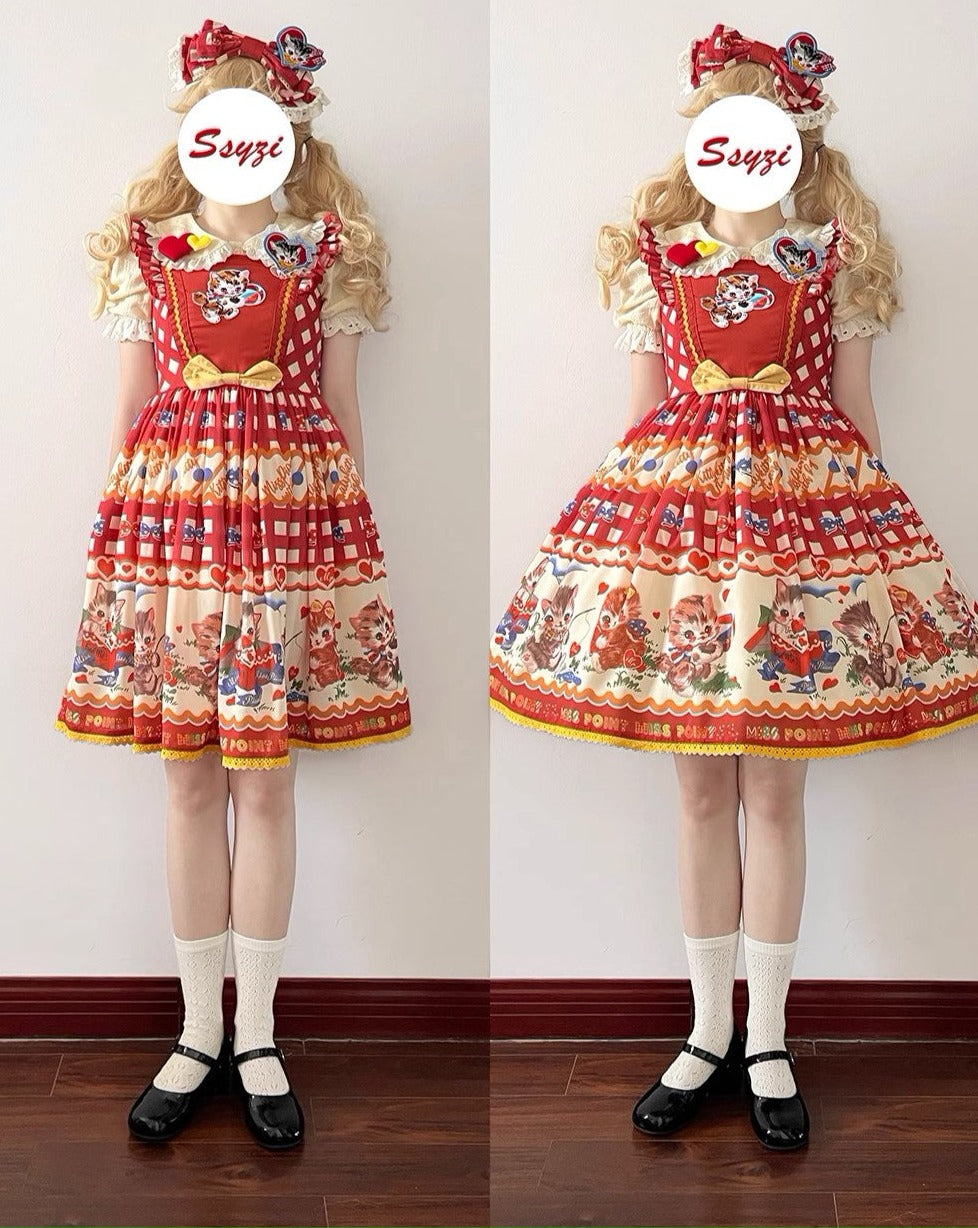 [Sale period ended] Sweet Kitty Retro Flying Sleeve Jumper Skirt
