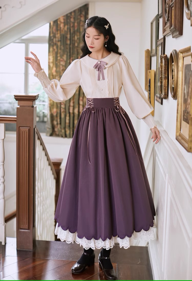Lady-style retro classical setup [Long sleeve type] Total 5 colors