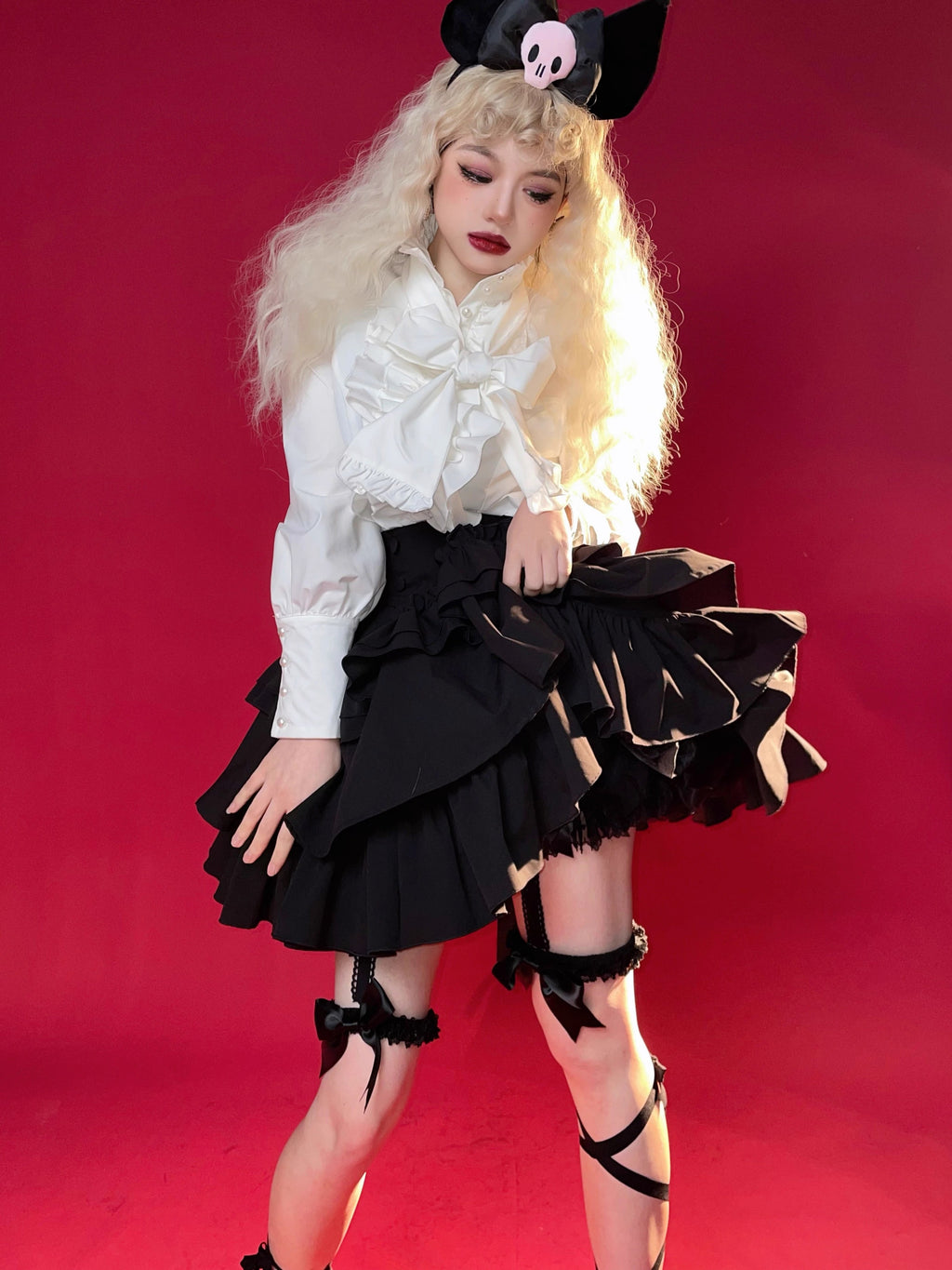 Doll's House Ribbon tie ruffle blouse 5 colors