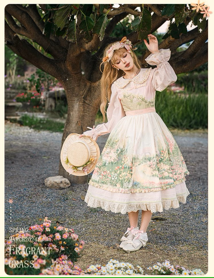 [Resale/Pre-orders available until 2/12] Fragrant Grass Print Jumper Skirt