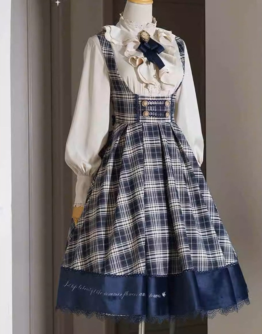 Fontainebleau checkered high waist jumper skirt