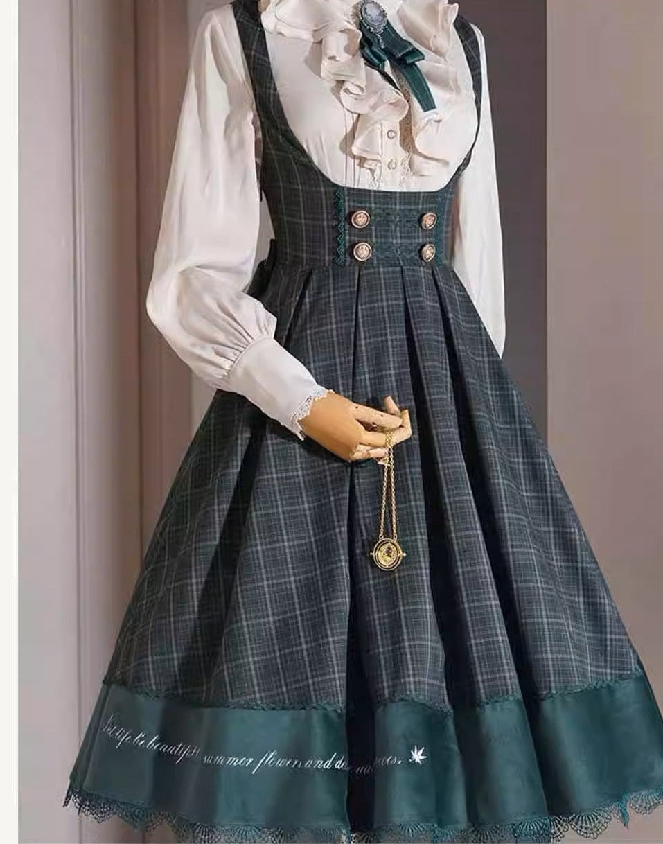 Fontainebleau checkered high waist jumper skirt