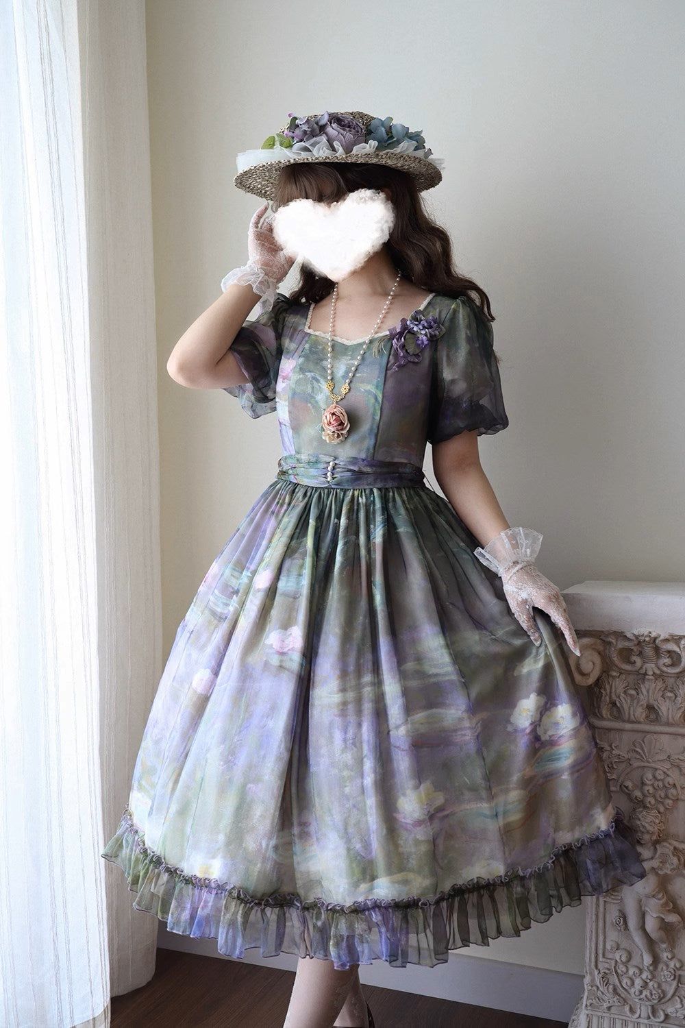 【予約販売】Elegance Greek 油彩画風プリントワンピース