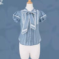 Antique Porcelain Plates Short Sleeve Blouse