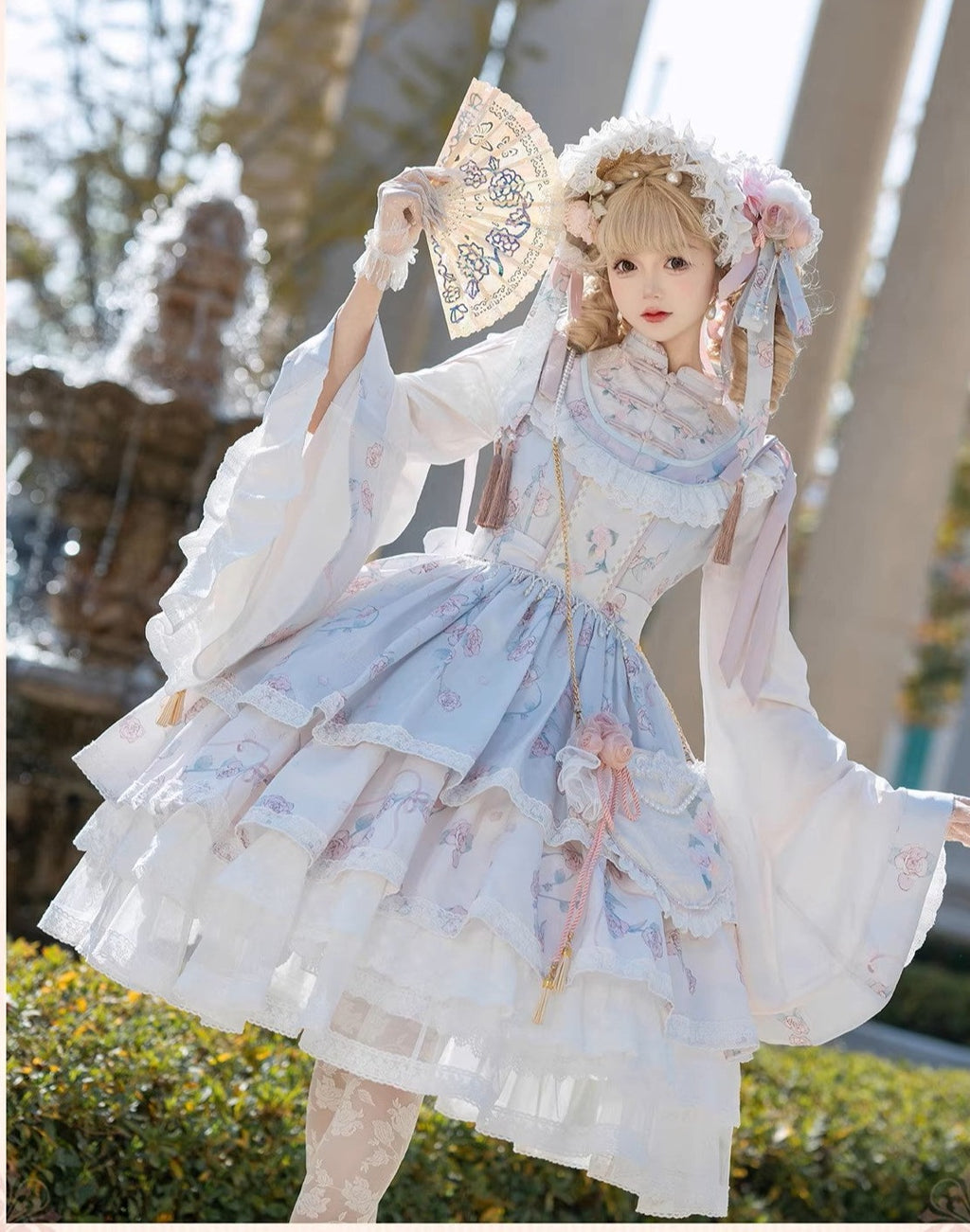 【予約販売】洛神花-春分-長袖マオカラーワンピース