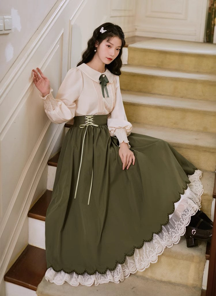 Lady-style retro classical setup [Long sleeve type] Total 5 colors