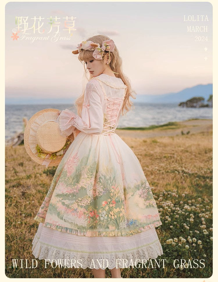 [Resale/Pre-orders available until 2/12] Fragrant Grass Print Jumper Skirt