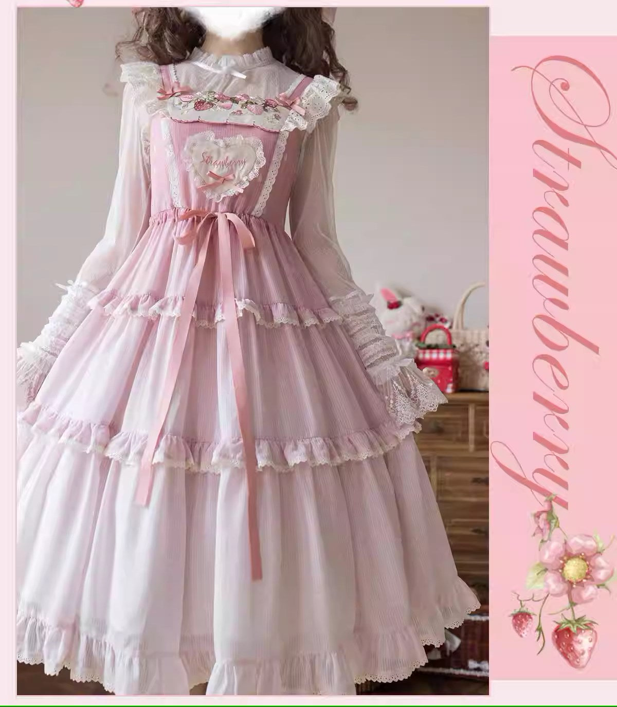 Strawberry Chiffon ジャンパースカート