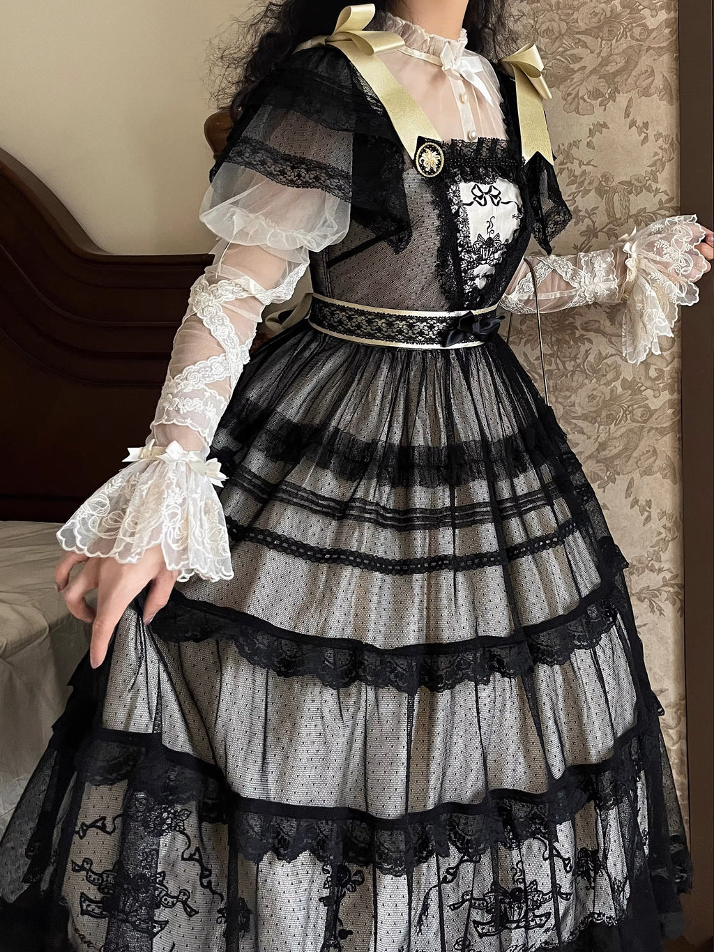 Afternoon Tea Party Embroidered Polka Dot Tulle Dress