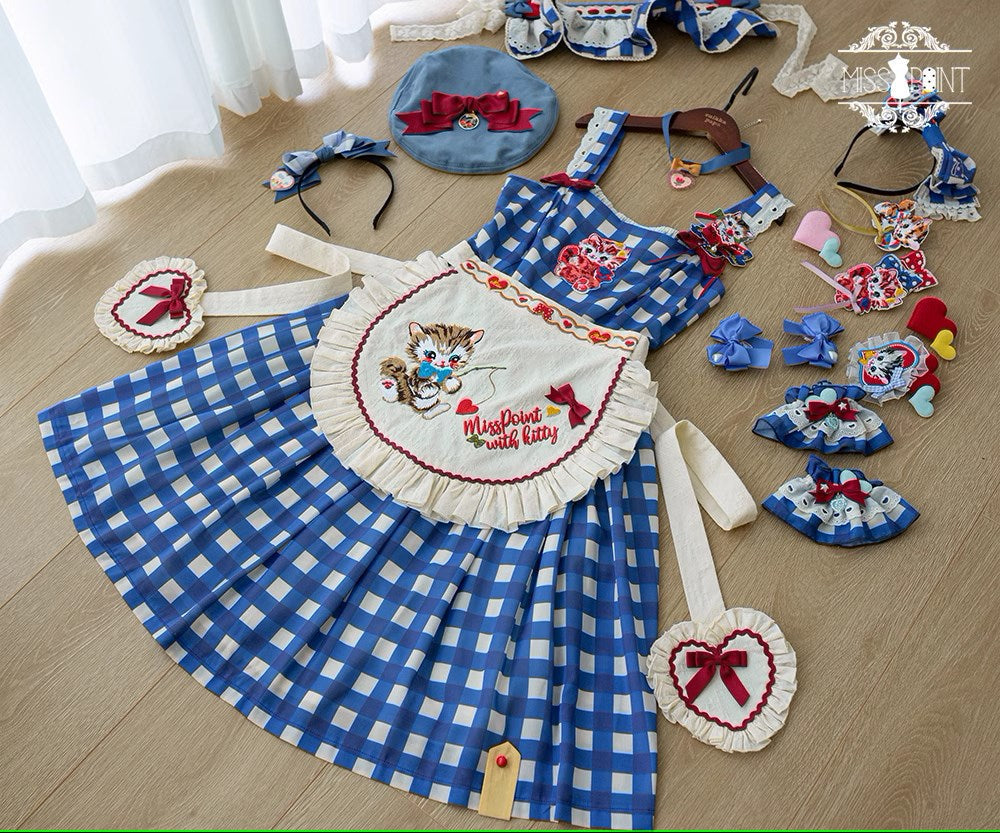 【予約販売】Sweet Kittyレトロシンプルジャンパースカート