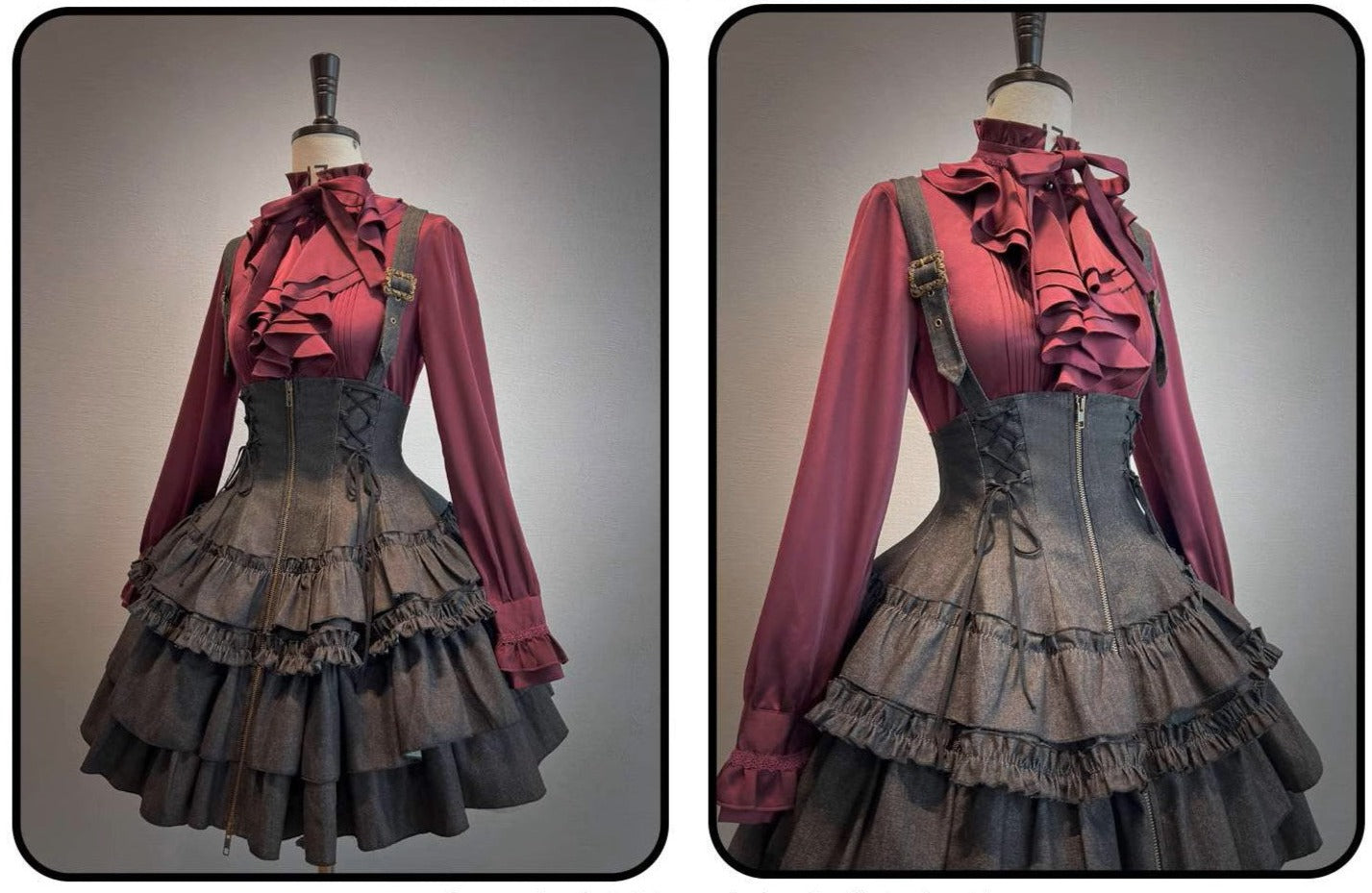 【受注予約3/10まで】Rose Heart ティアードミニ丈ジャンパースカート