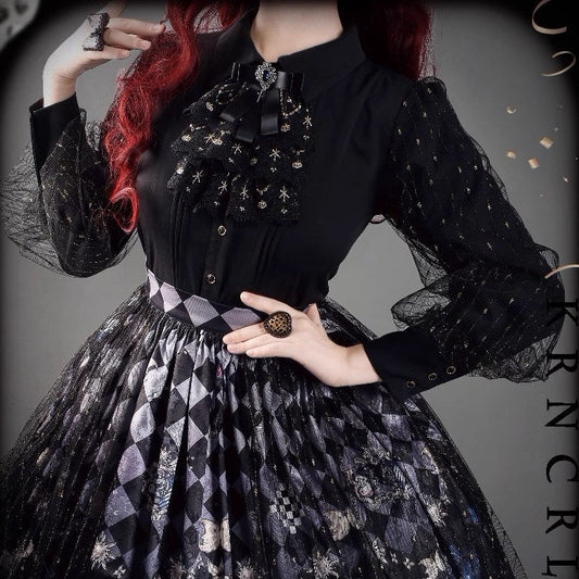 [Reservation until 9/13] Gothic Circus lame blouse with jabot