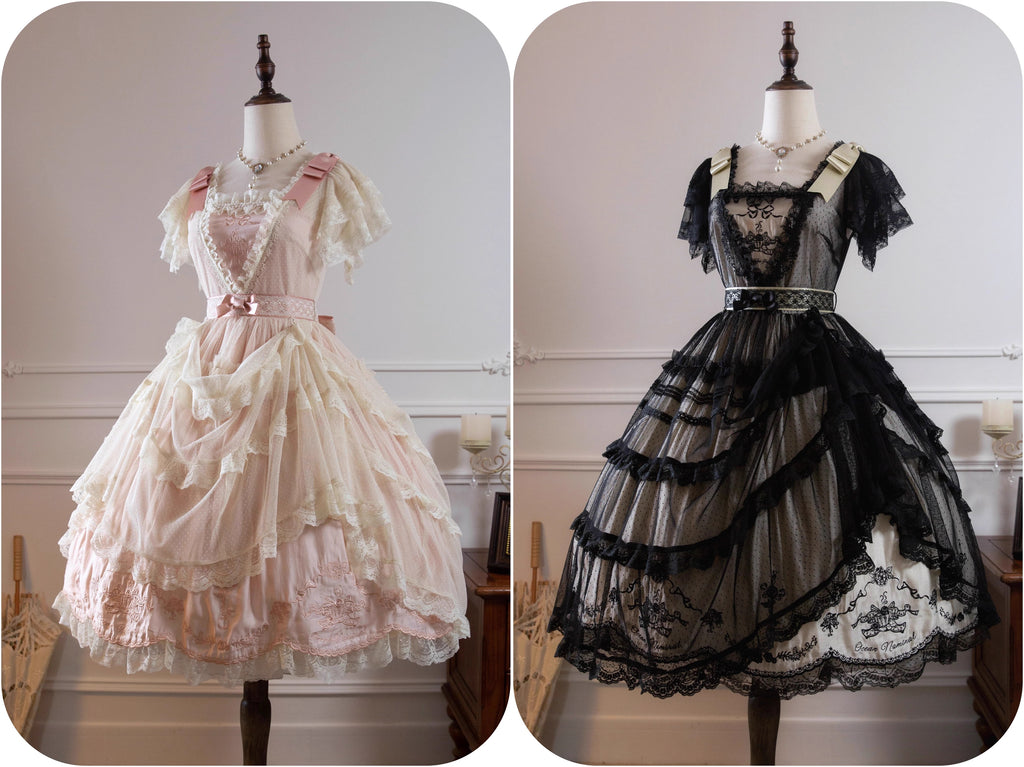Afternoon Tea Party Embroidered Polka Dot Tulle Dress
