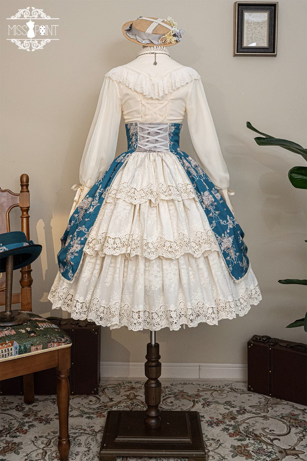 【予約販売】Antique Flower Wall ハイウエストスカート