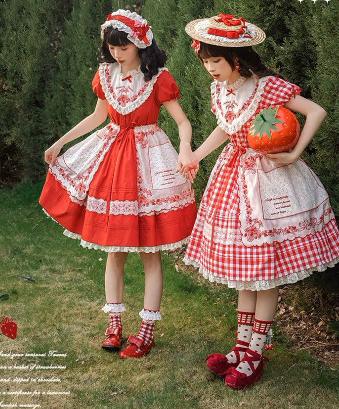 Strawberry Basket スタンドカラーワンピース