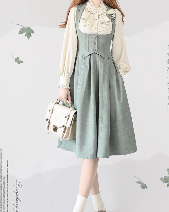[Pre-order] Forest Knows Fall Classical Jumper Skirt with Ribbon Headband