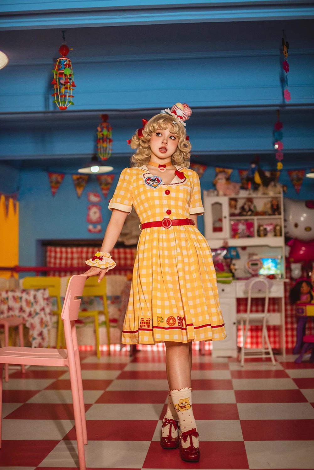 [Pre-order] Sweet Kitty Retro Cafe Style Dress
