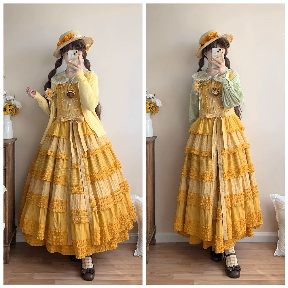 [Pre-orders available until 10/29] Gardening Sunflower jumper skirt, tiered type