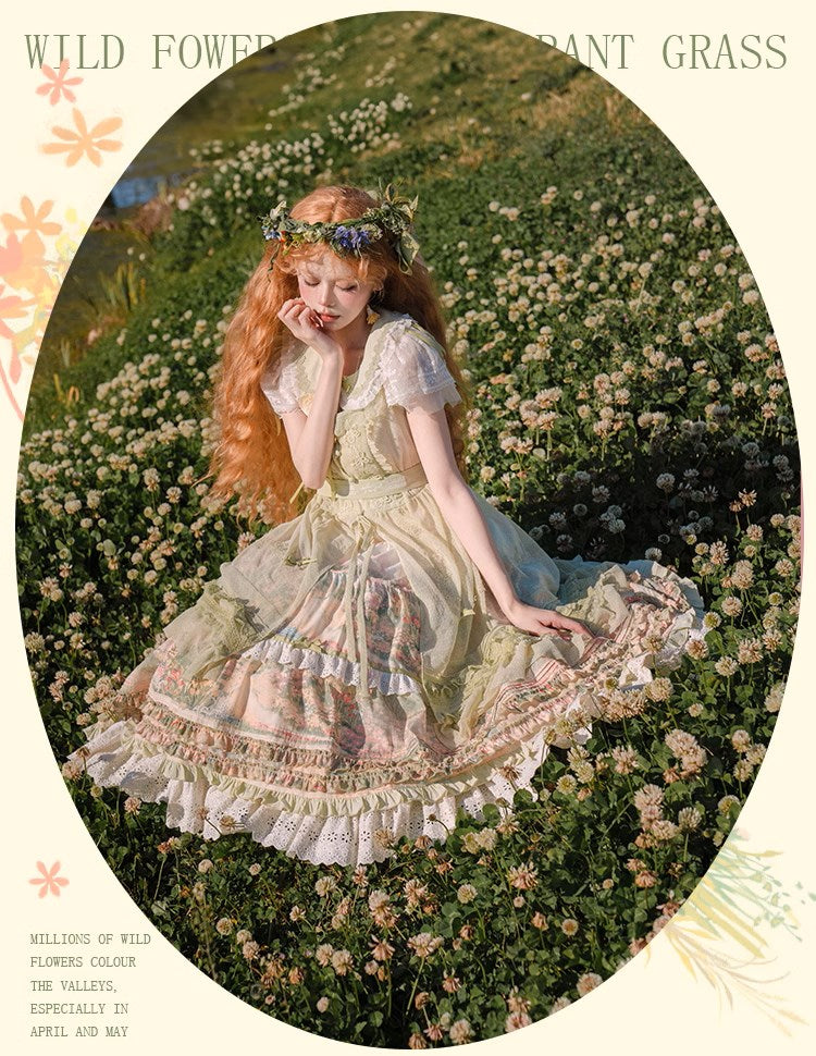 【再販・受注予約2/12まで】Fragrant Grass フレアスリーブティアードワンピース