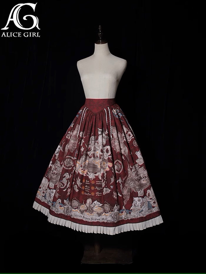 [Sale period ended] Treasure Hunt Map pirate style print skirt