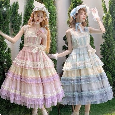 Rainbow Cloud Gradient Jumper Skirt