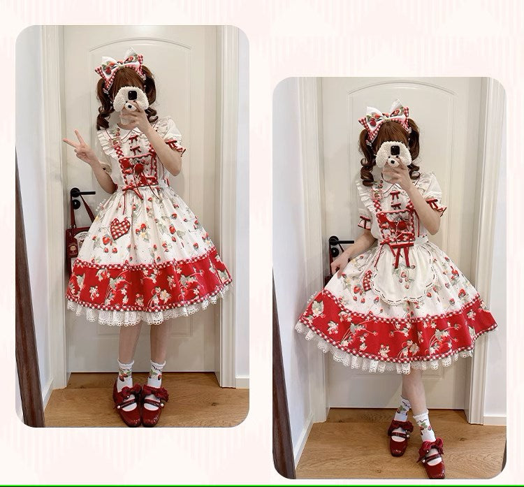 Strawberry Orchard Strawberry Suspender Skirt