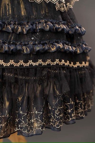 [Pre-orders available until 8/4] Starlight embroidered lace empire dress - black