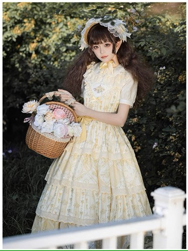Cream yellow floral jumper skirt