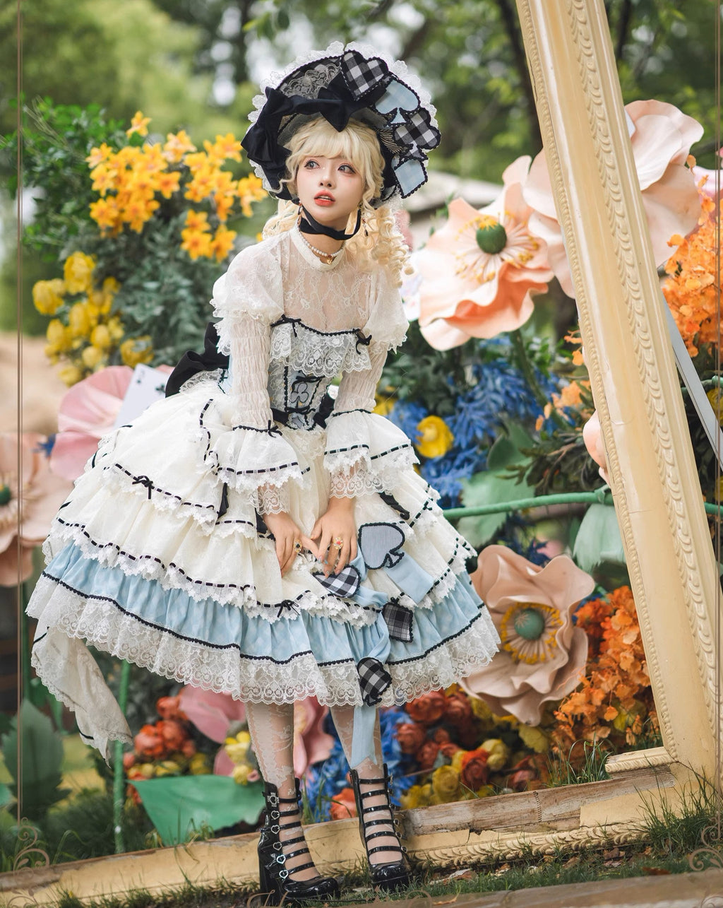 【再販・受注予約8/8まで】Dream Alice ラグジュアリーセットアップ／アリスブルー／ショート丈