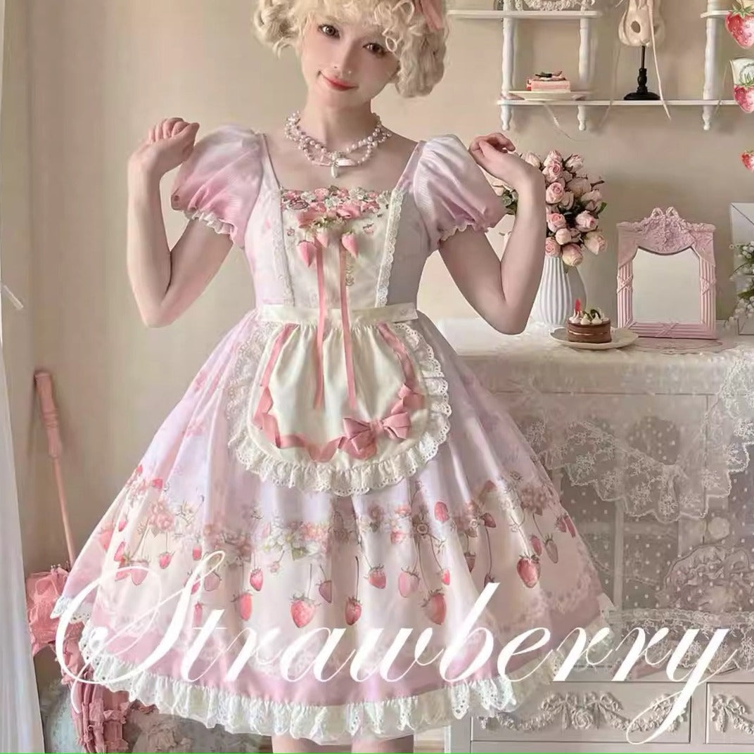 Strawberry Chiffon スクエアネックワンピース