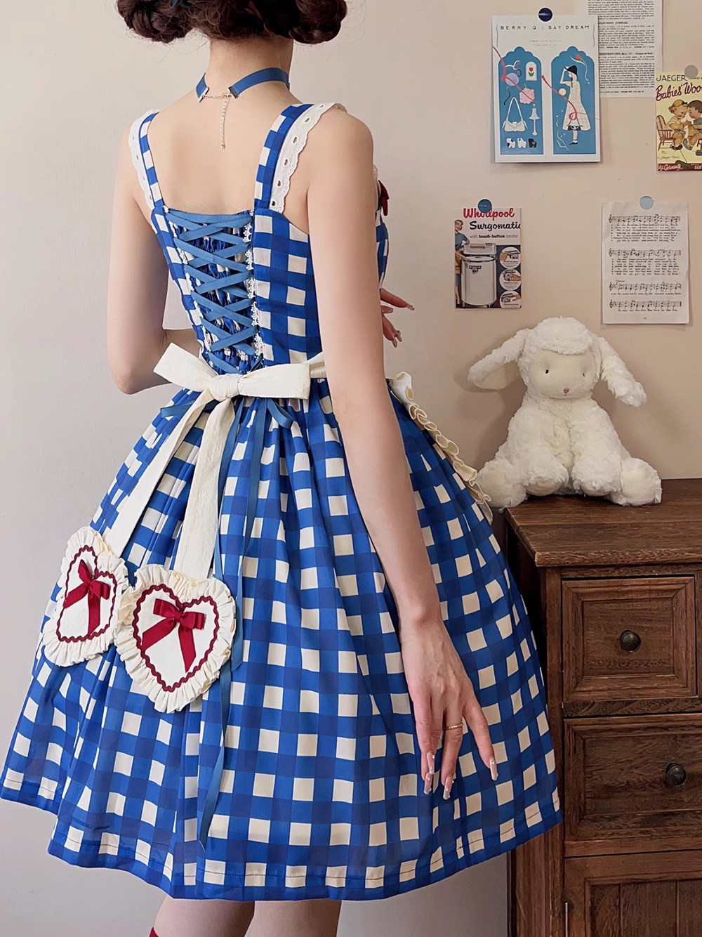 【予約販売】Sweet Kittyレトロシンプルジャンパースカート