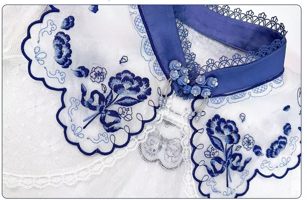 Kingfishers Take Flowers China Style Lace Shawl