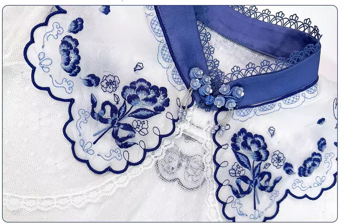 Kingfishers Take Flowers China Style Lace Shawl