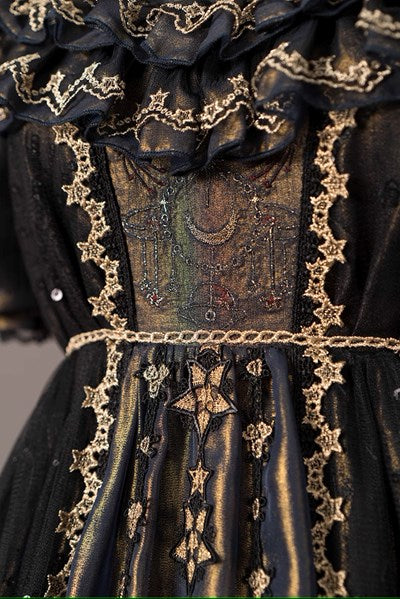 [Pre-orders available until 8/4] Starlight embroidered lace empire dress - black