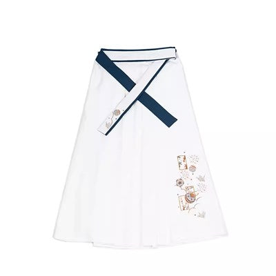 Camellia flower embroidery and butterfly hakama skirt