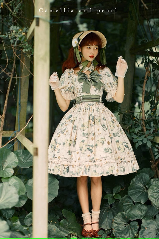 [Pre-orders available until 5/22] Camellia and Pearl print dress