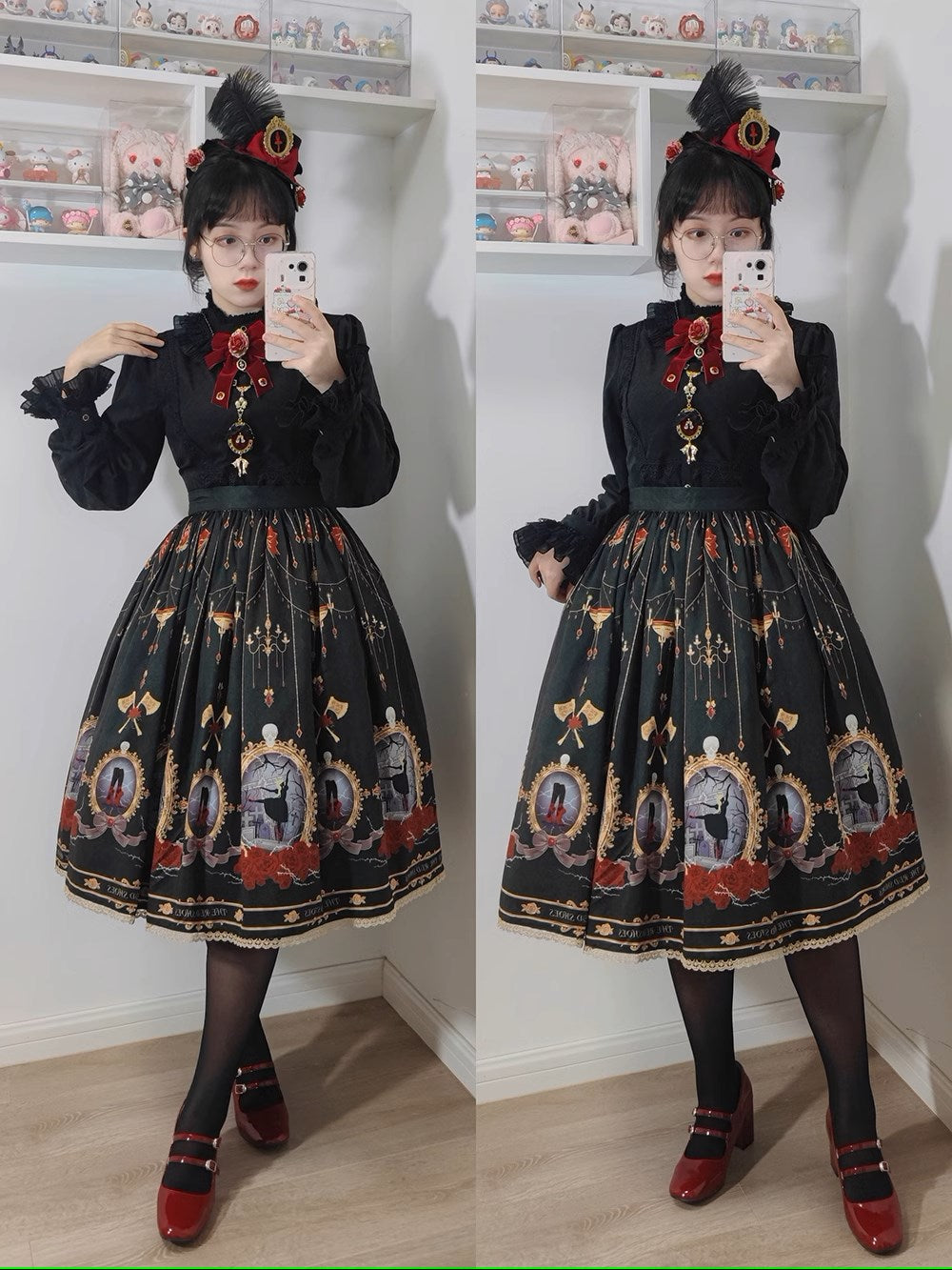 The Red Shoes Gothic Lolita Print Skirt