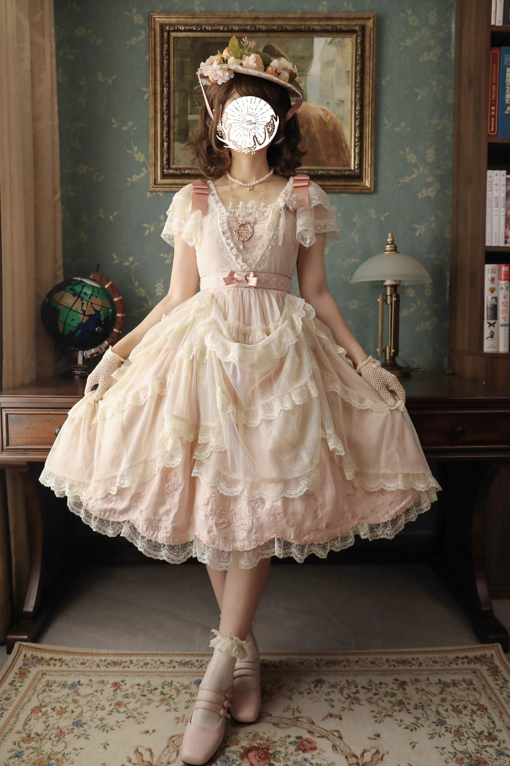 Afternoon Tea Party Embroidered Polka Dot Tulle Dress
