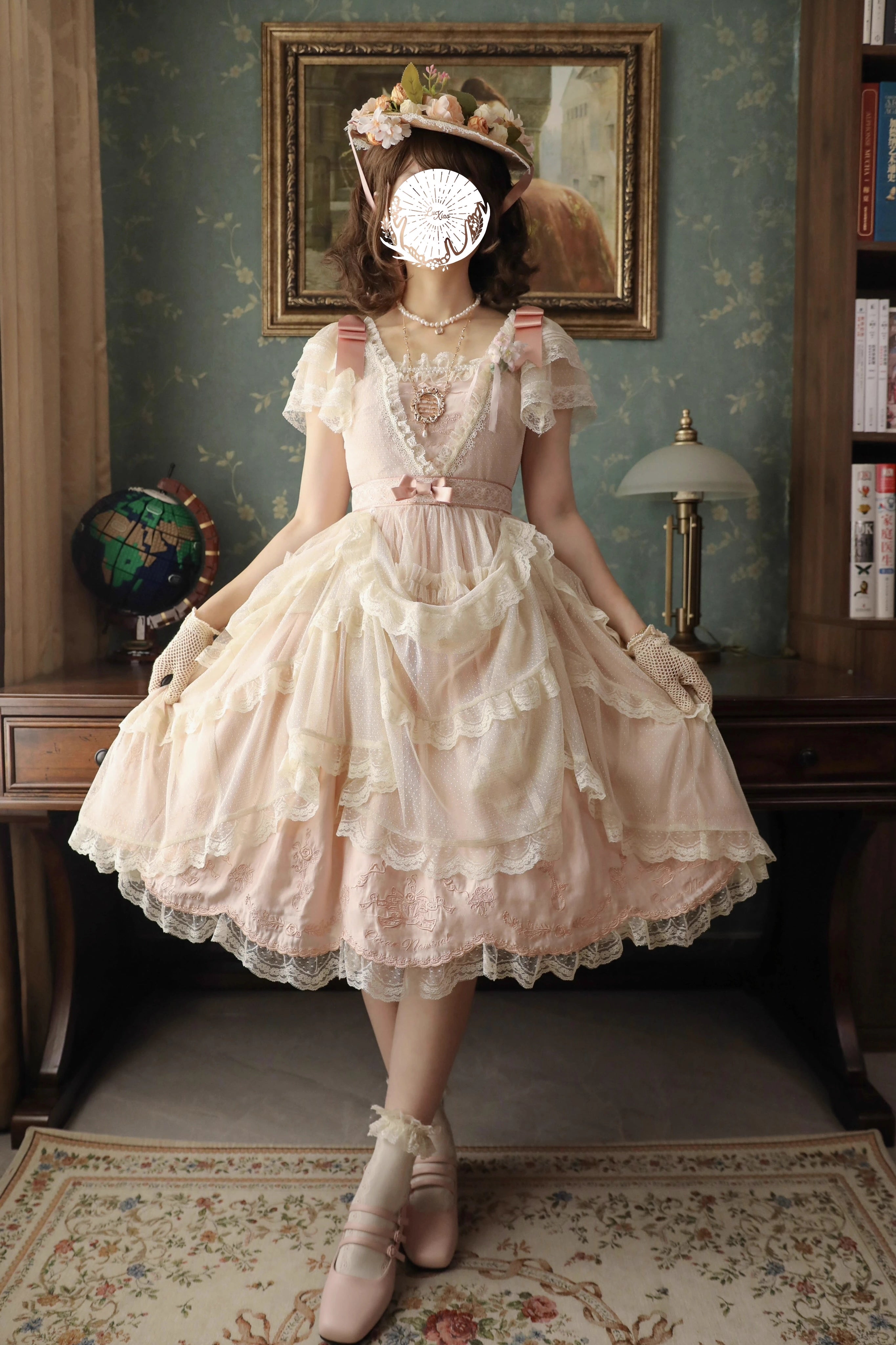Afternoon Tea Party Embroidered Polka Dot Tulle Dress