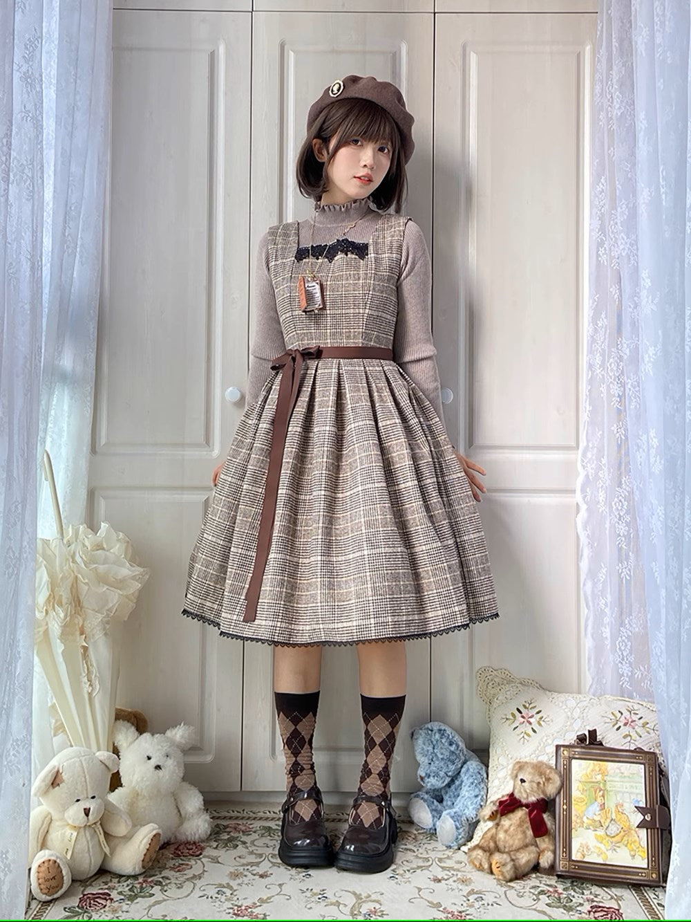 Earl Gray checked jumper skirt