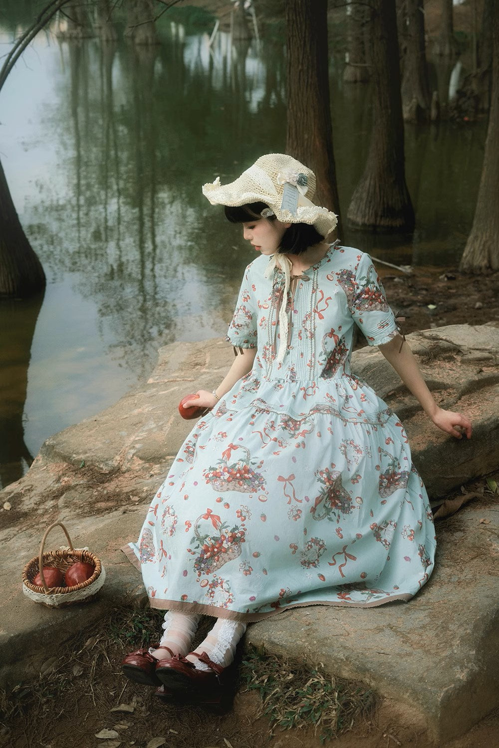 Picnic Basket One Piece Strawberry Pattern