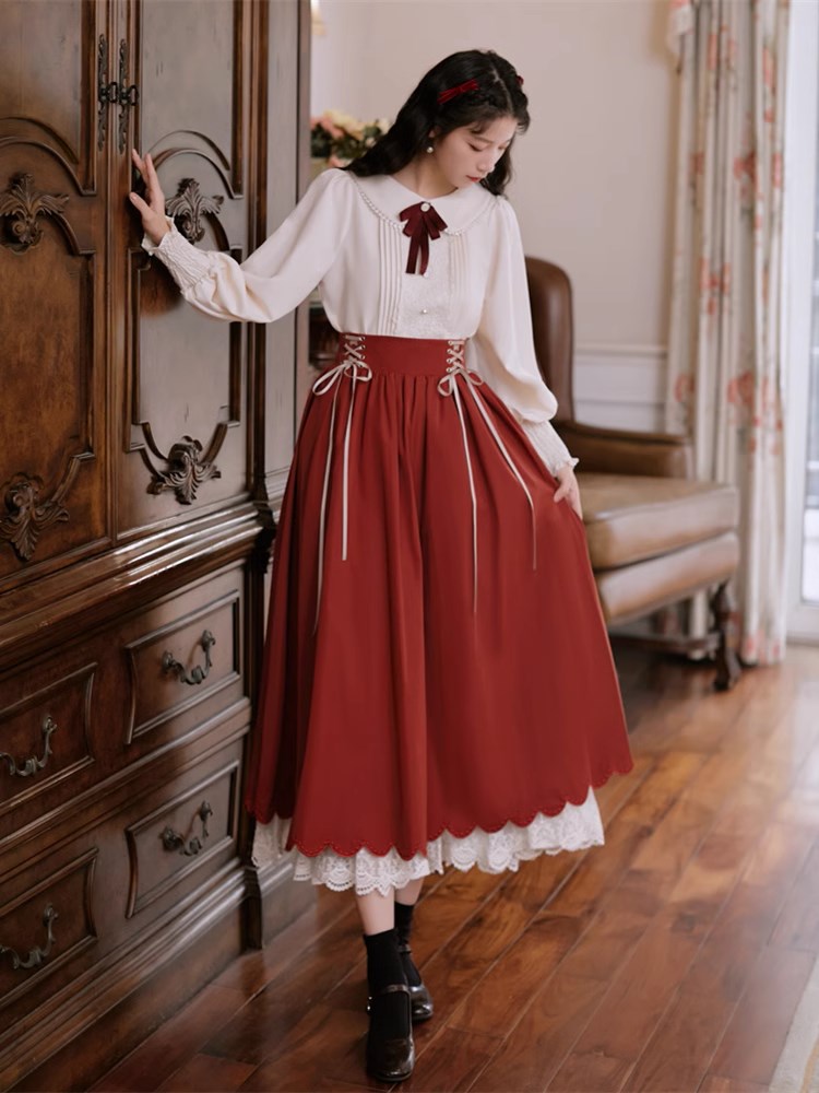 Lady-style retro classical setup [Long sleeve type] Total 5 colors