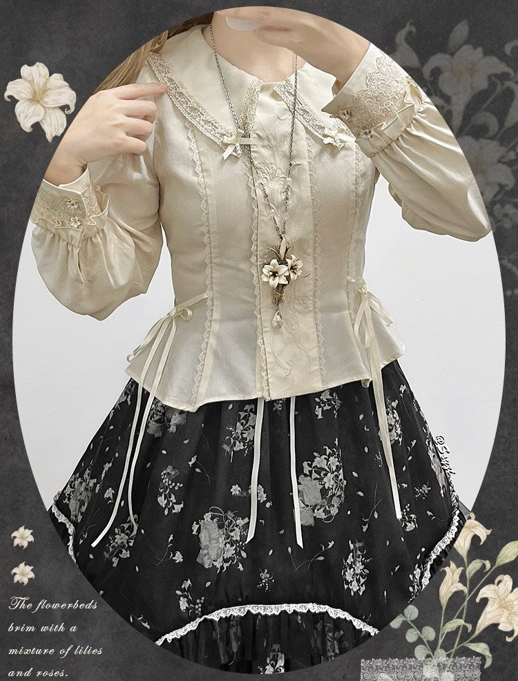 [Sale period has ended] Lily Poetry Ecru color lace blouse