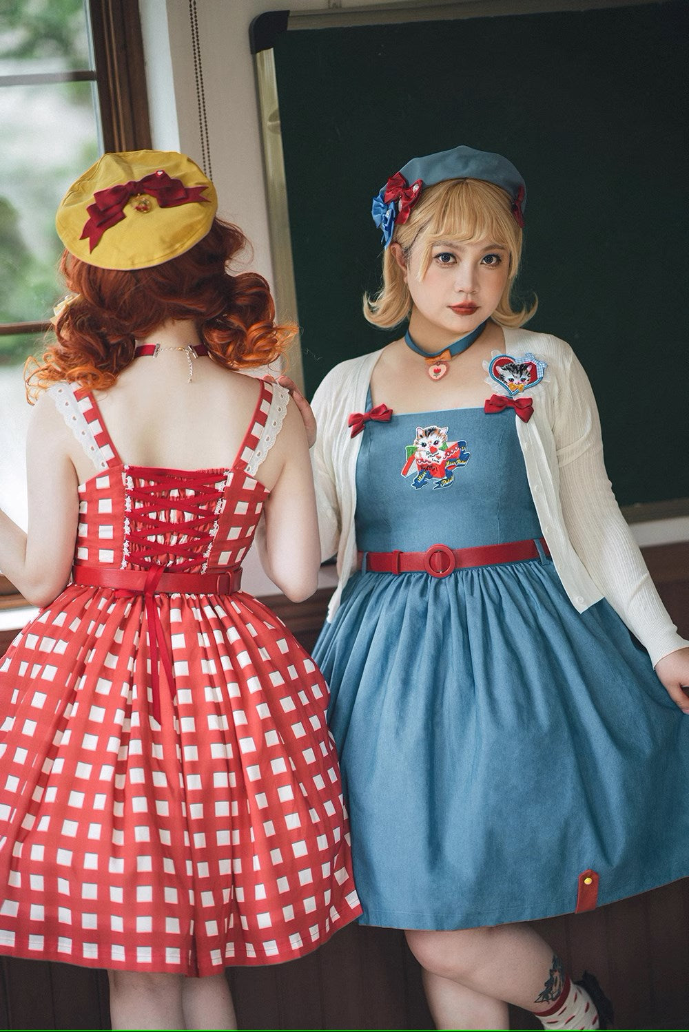 【予約販売】Sweet Kittyレトロシンプルジャンパースカート