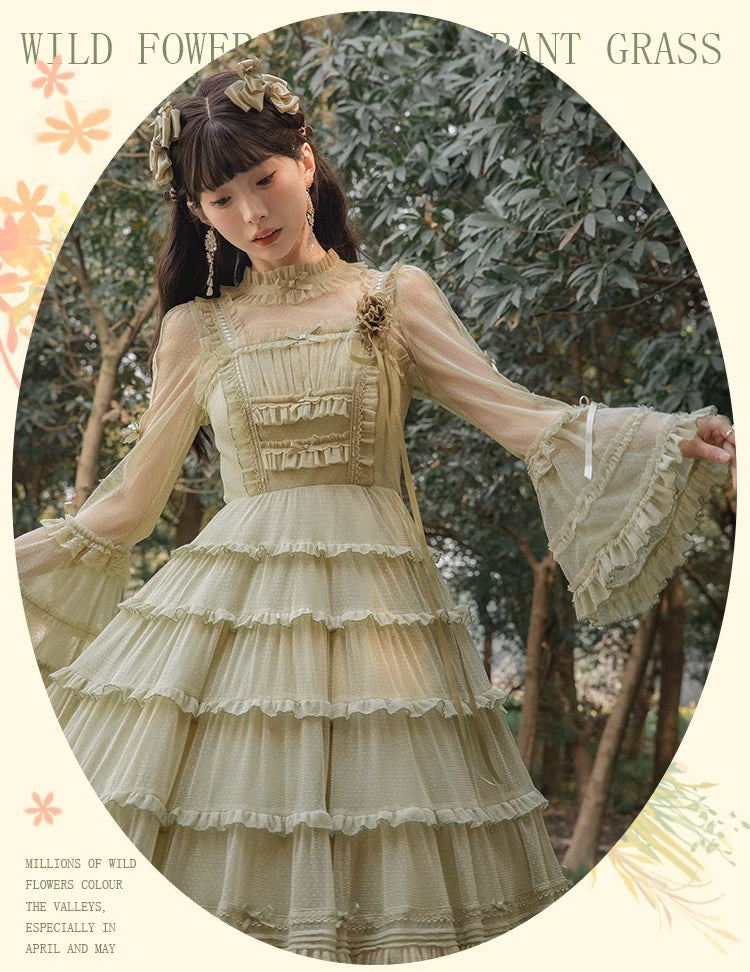 【再販・受注予約2/12まで】Fragrant Grass ドットチュールジャンパースカート