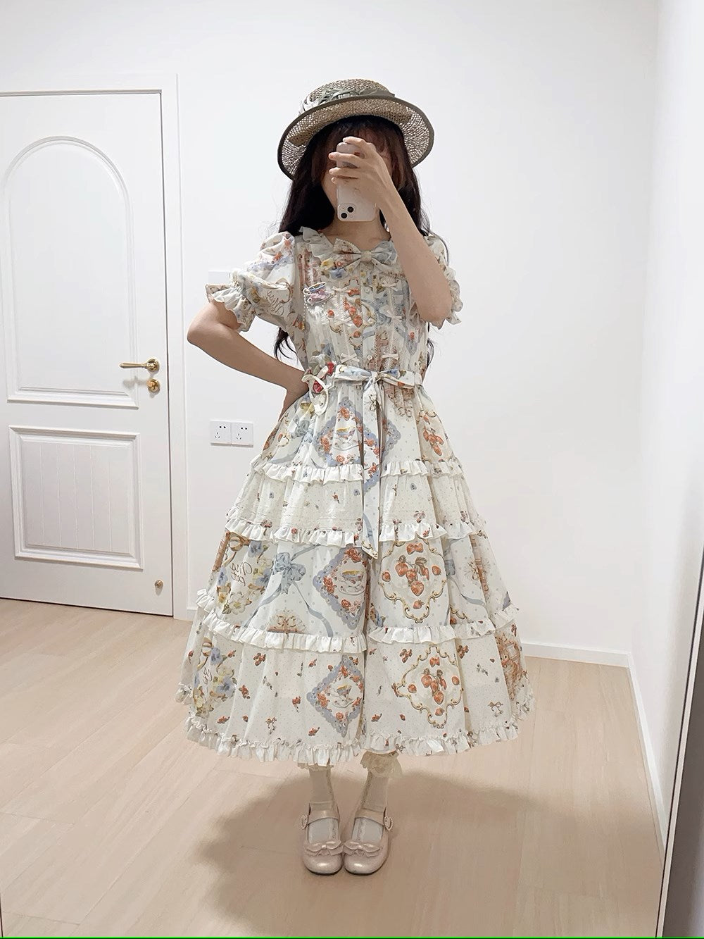 [Sale period has ended] Cat Rose Tea Party Daily Dress Short Length