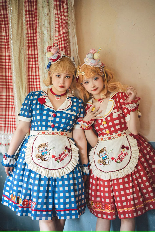 [Simultaneous purchase only] Sweet Kitty Retro Apron