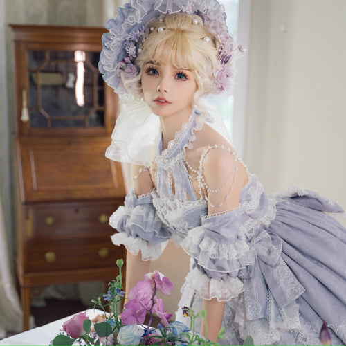 Diamond Stardust lace princess dress with lace hat [halter neck type]